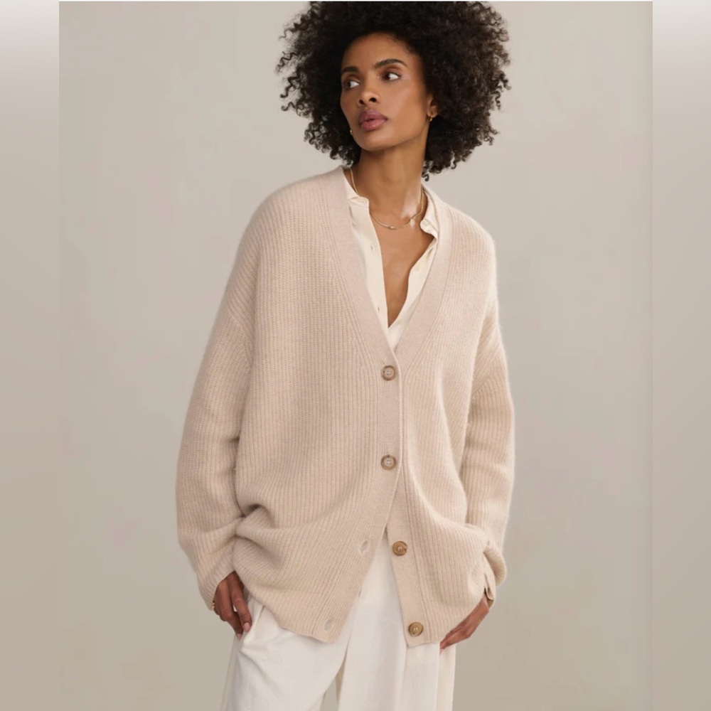 Jenni Kayne Cashmere Cocoon Cardigan in Oatmeal size XXS